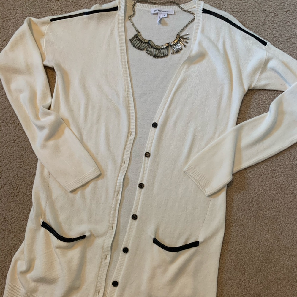 BCBG white cardigan